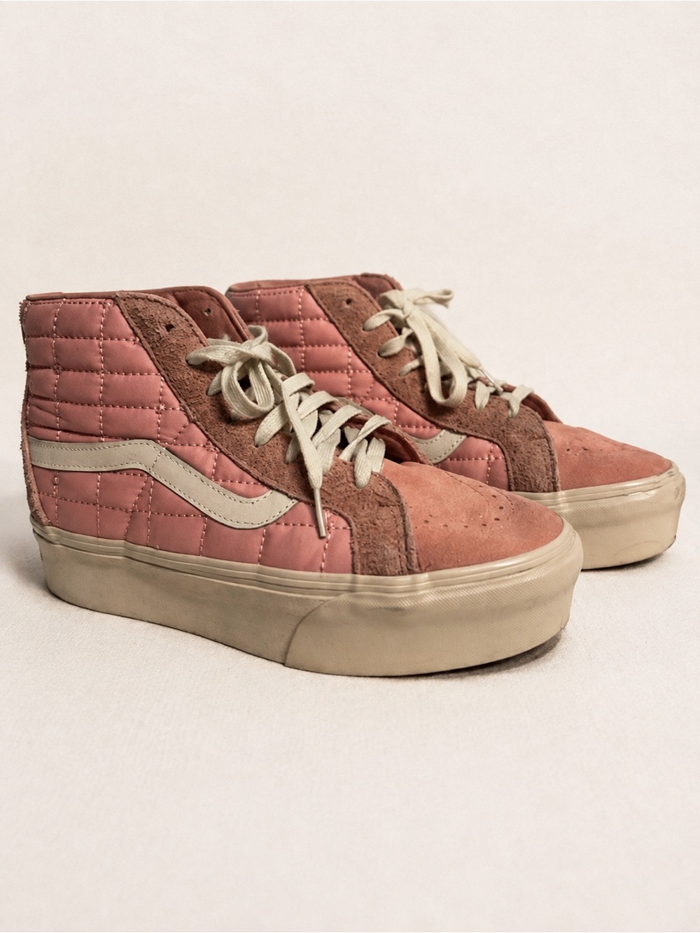 Joe Freshgoods x Vans Sk8-Hi Platform Quilted Pink Suede Canvas W10/M8.5